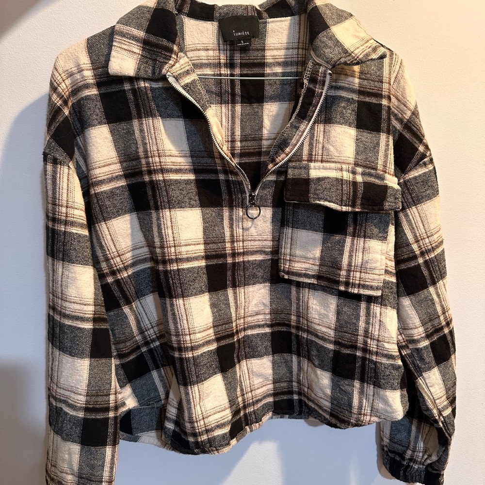 Flannel crop top sweater